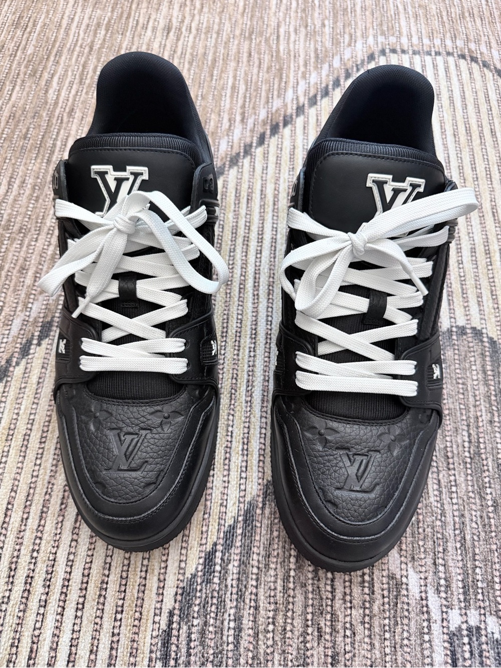 Louis Vuitton Black and White Low-Top Leather Sneakers